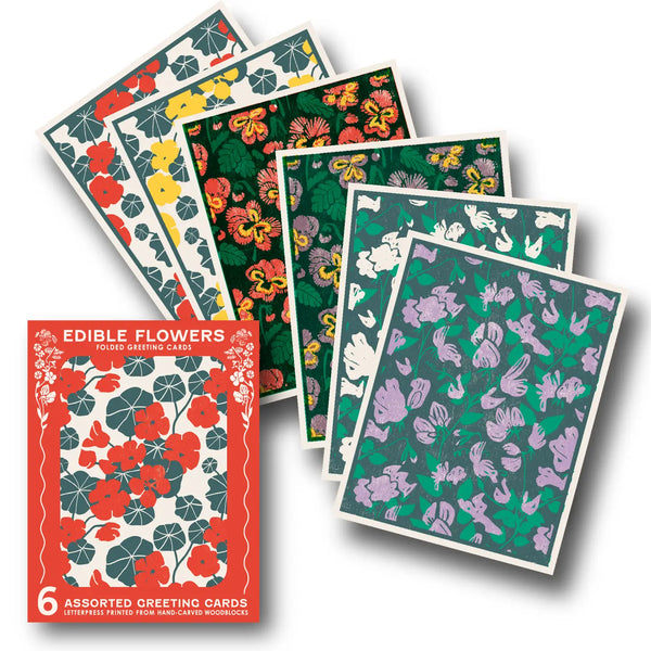 Edible Flowers Assorted Letterpress Card Set