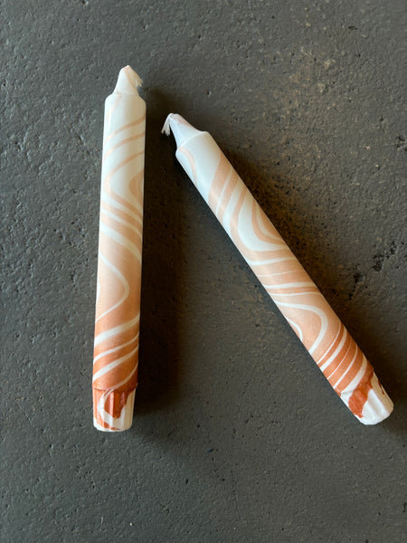 Marbled Taper Candles - Metallic