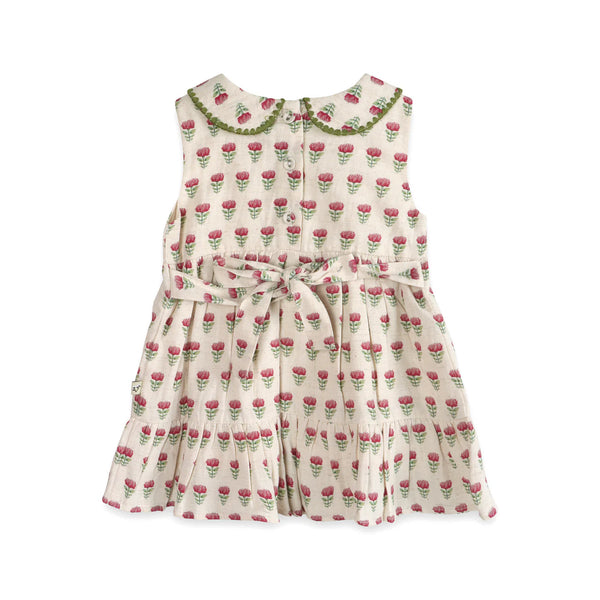 Mia Block Print Floral Baby Dress + Bloomer