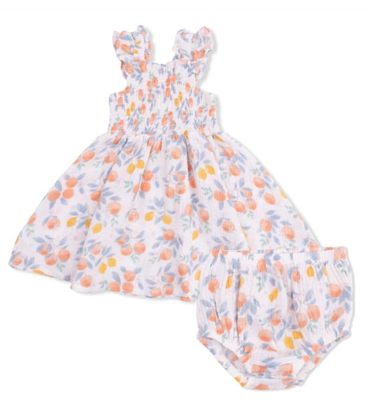 Citrus Floral Smocked Sundress with Bloomer