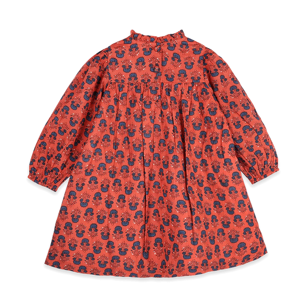Myra Pleated Girl Dress - Terracotta