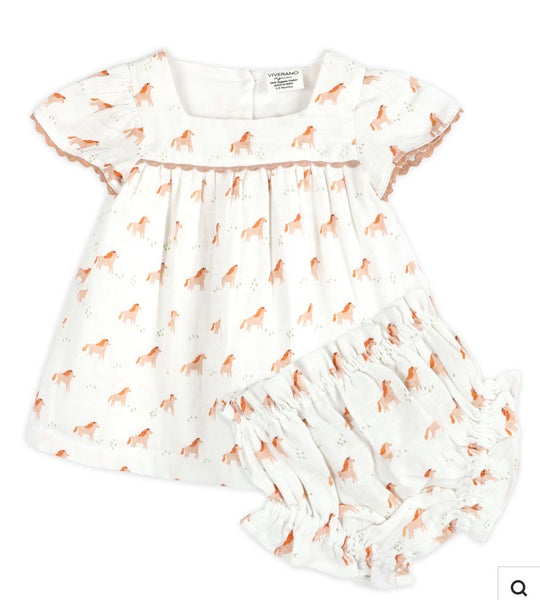 Horse Baby Dress + Bloomer