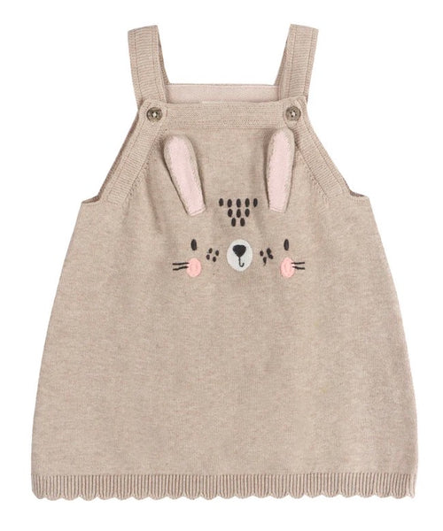 Bunny 3D Ears Applique Baby Knit Tunic Dress Set