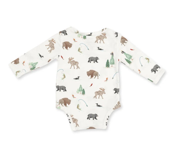 Northern Woodlands Animals Long Sleeve Onesie