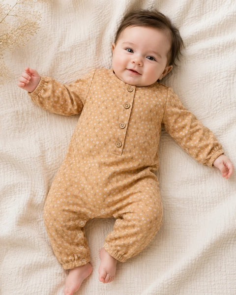 Floral Button Front Baby Jumpsuit