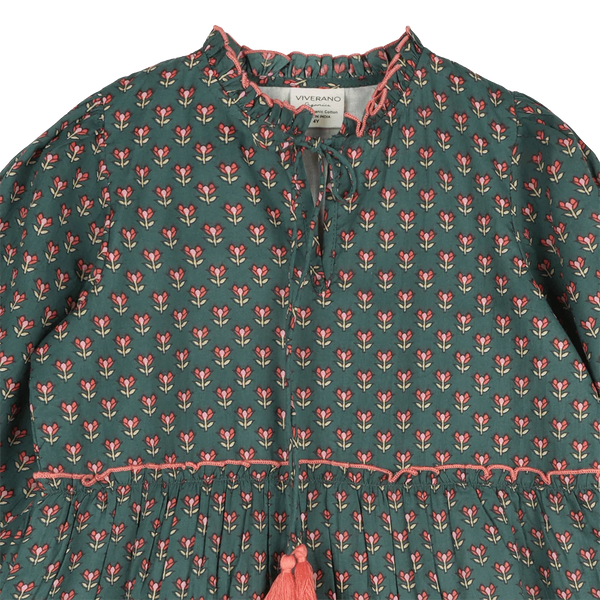 Jasmine Layered Girl Dress - Forest Green