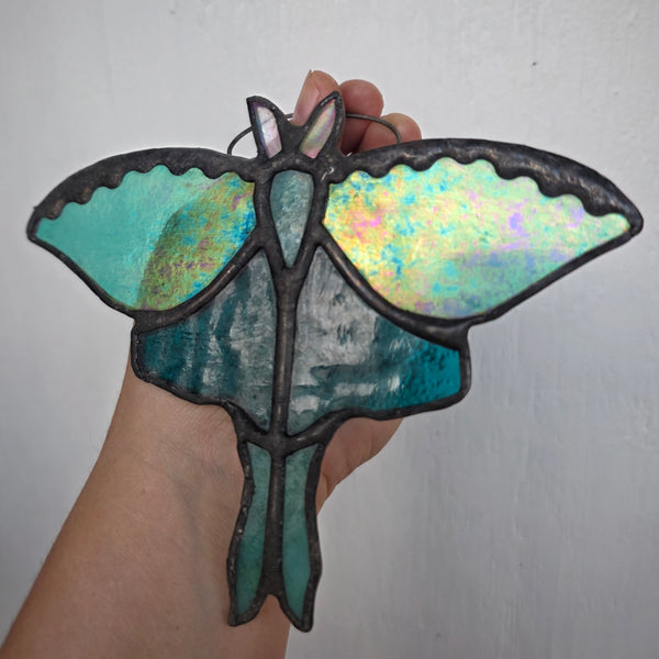 Teal/ Blue Luna Moth Suncatcher