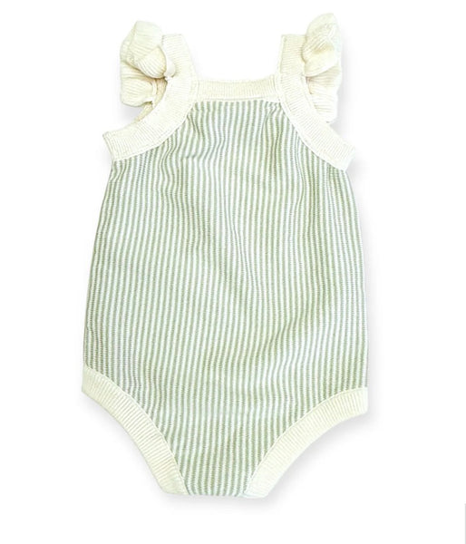 Cherry Stripe Embroidered Baby Ruffle Romper