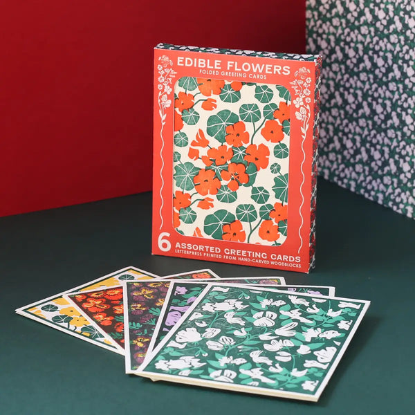 Edible Flowers Assorted Letterpress Card Set