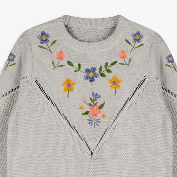 Ivy Floral Embroidered Tex Knit Women's Pullover