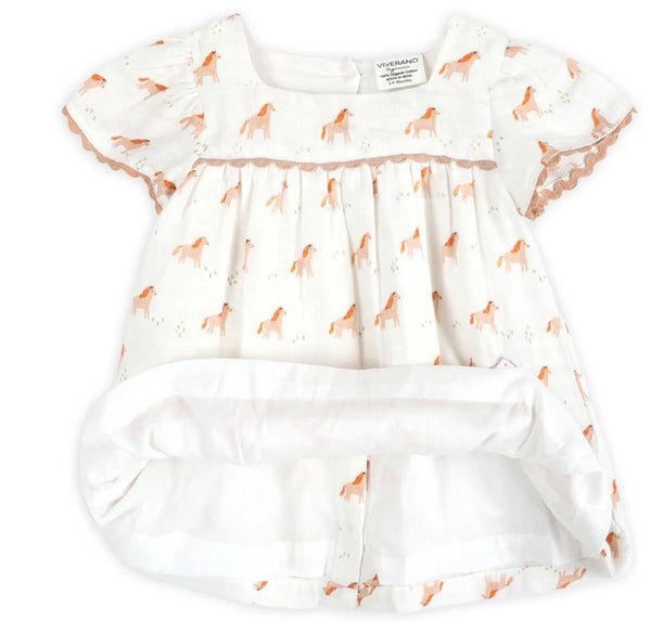 Horse Baby Dress + Bloomer
