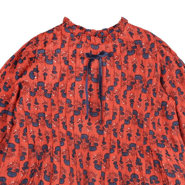 Myra Pleated Girl Dress - Terracotta
