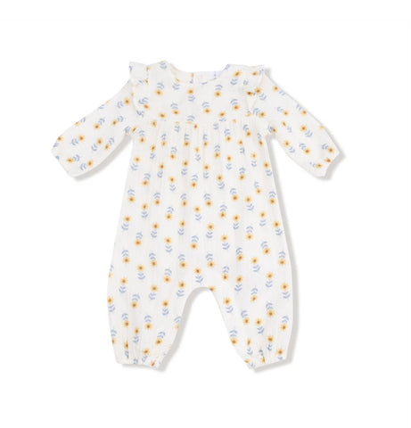 Western Sunflower Ruffle Sleeve Romper