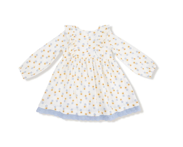 Western Sunflower Eyelet Trimmed Dress with Leggings