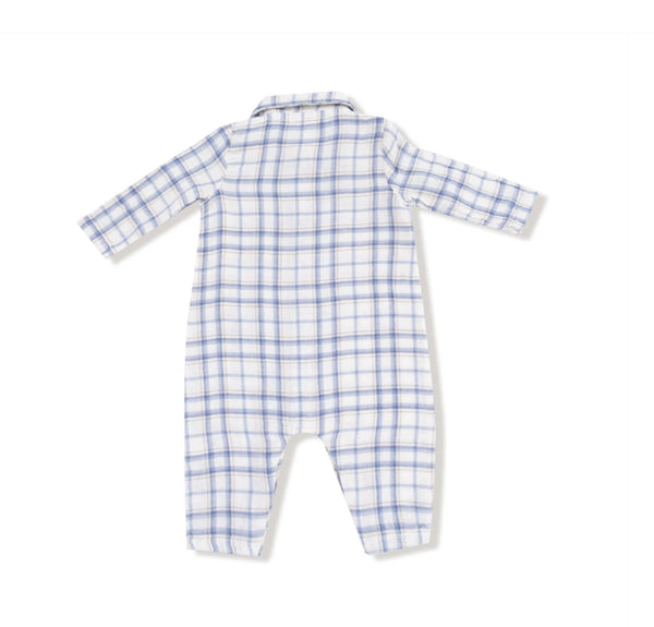 Blue Plaid Polo Romper