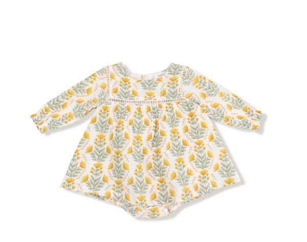 Winter Dandelions Long-Sleeve Bubble Dress With Skirt