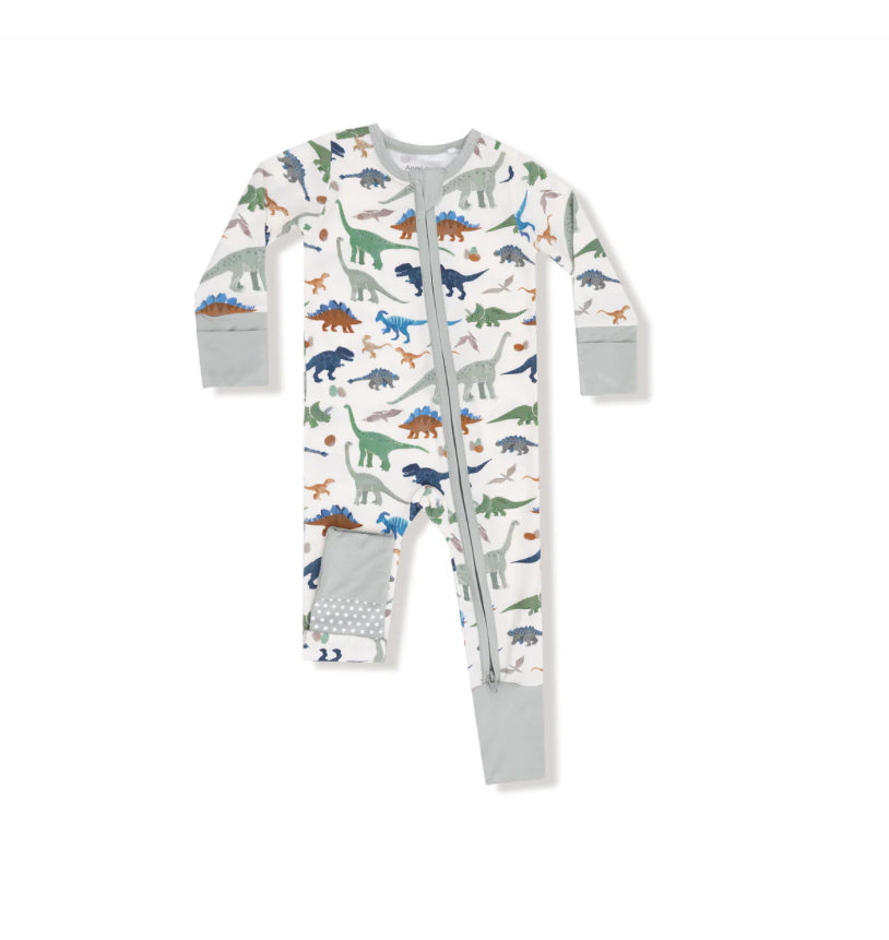 Two Way Zipper Romper- Washy Dinos
