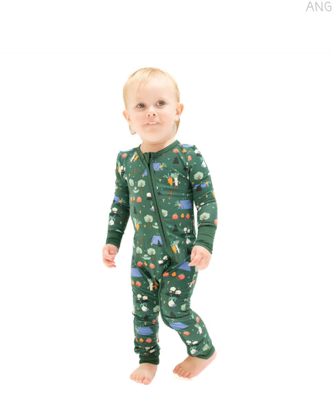 Two Way Zipper Romper- Camping Veggies