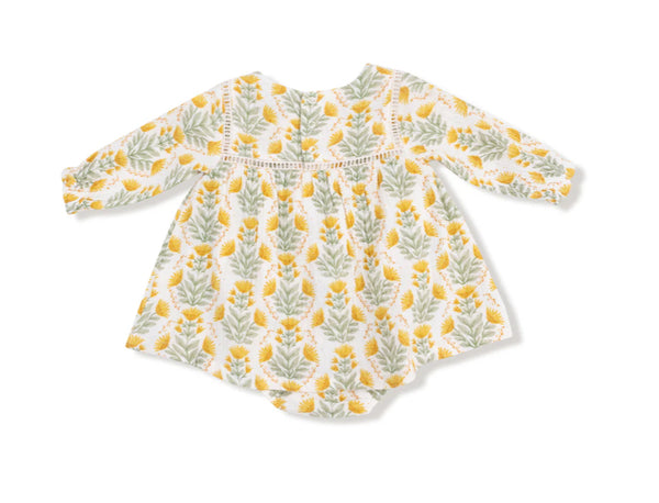 Winter Dandelions Long-Sleeve Bubble Dress With Skirt