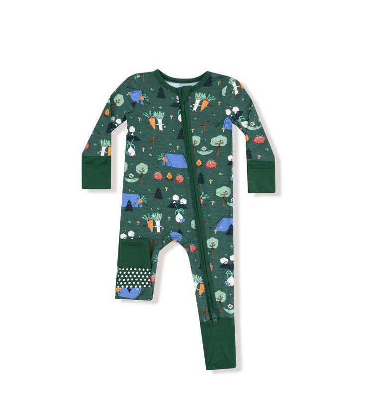 Two Way Zipper Romper- Camping Veggies