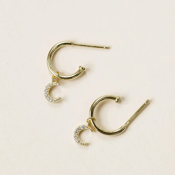 Crescent Moon Gold Hoop Earring