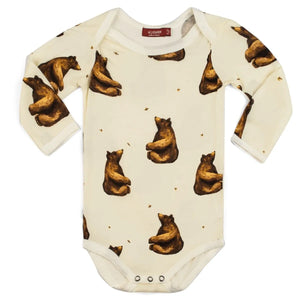 Milkbarn Long Sleeve Onesie - Honey Bear