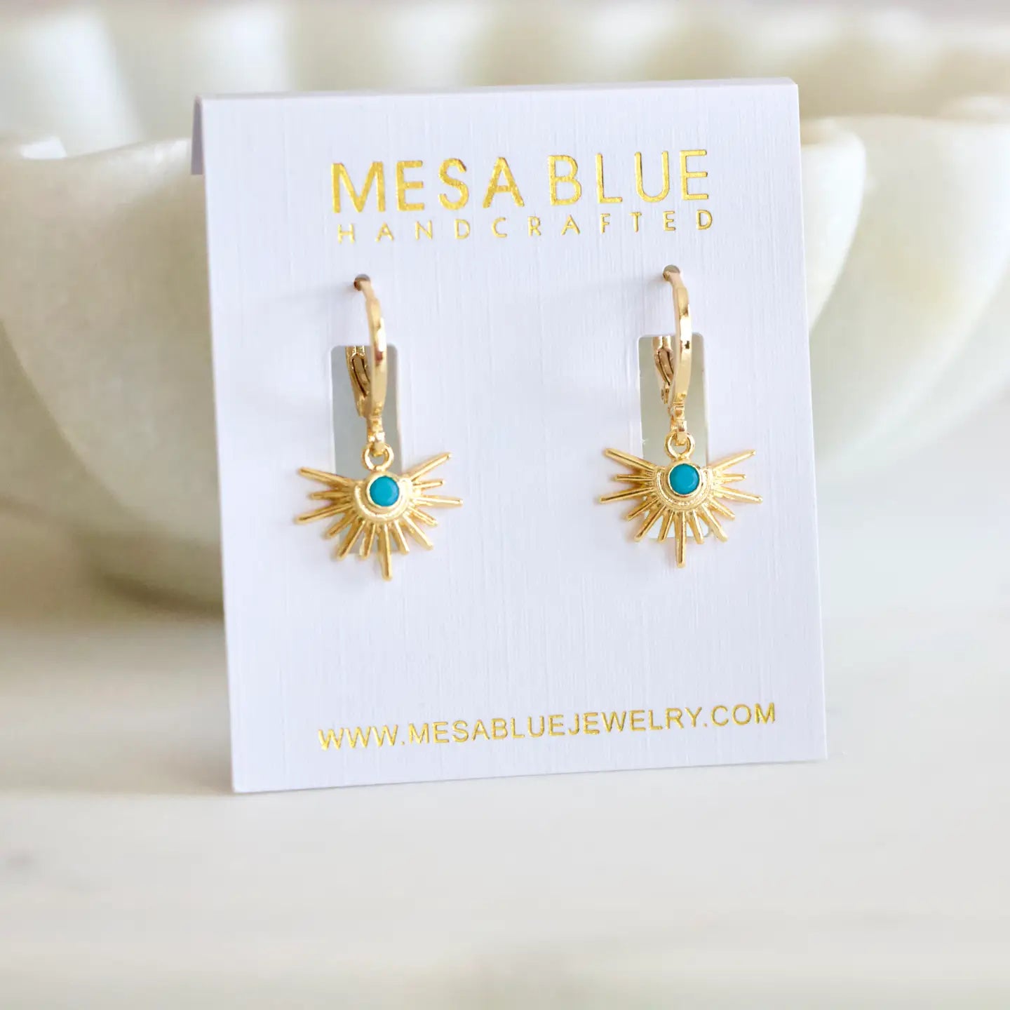 Turquoise Starburst Huggie Earrings