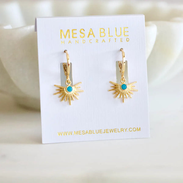 Turquoise Starburst Huggie Earrings