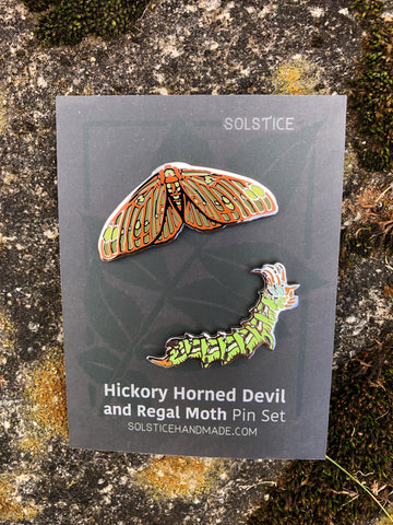 Regal Moth and Hickory Horned Devil Pin Set