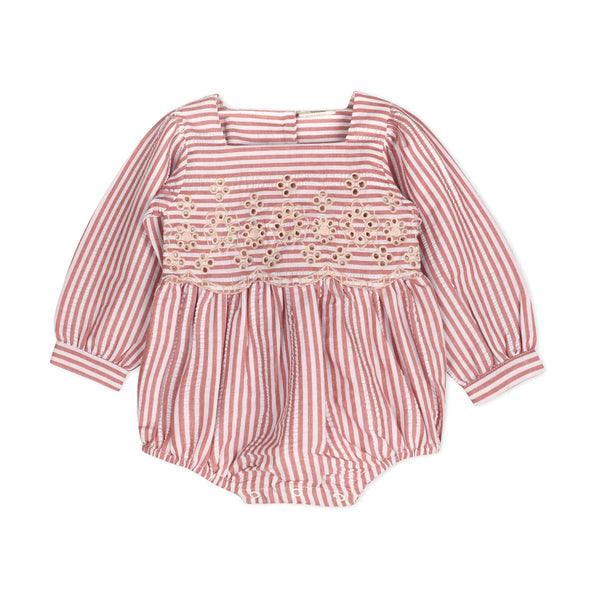 Siena Striped Embroidered Baby Romper & Headband Set