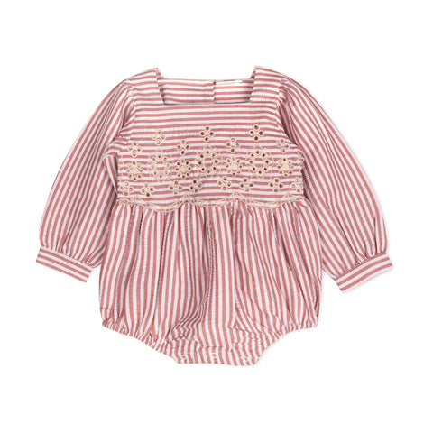 Siena Striped Embroidered Baby Romper & Headband Set