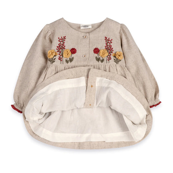 Ravello Linen Embroidered Baby Dress & Bloomer Set