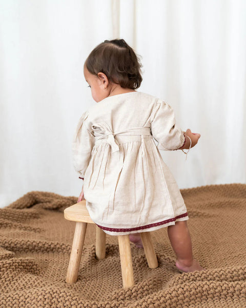 Ravello Linen Embroidered Baby Dress & Bloomer Set