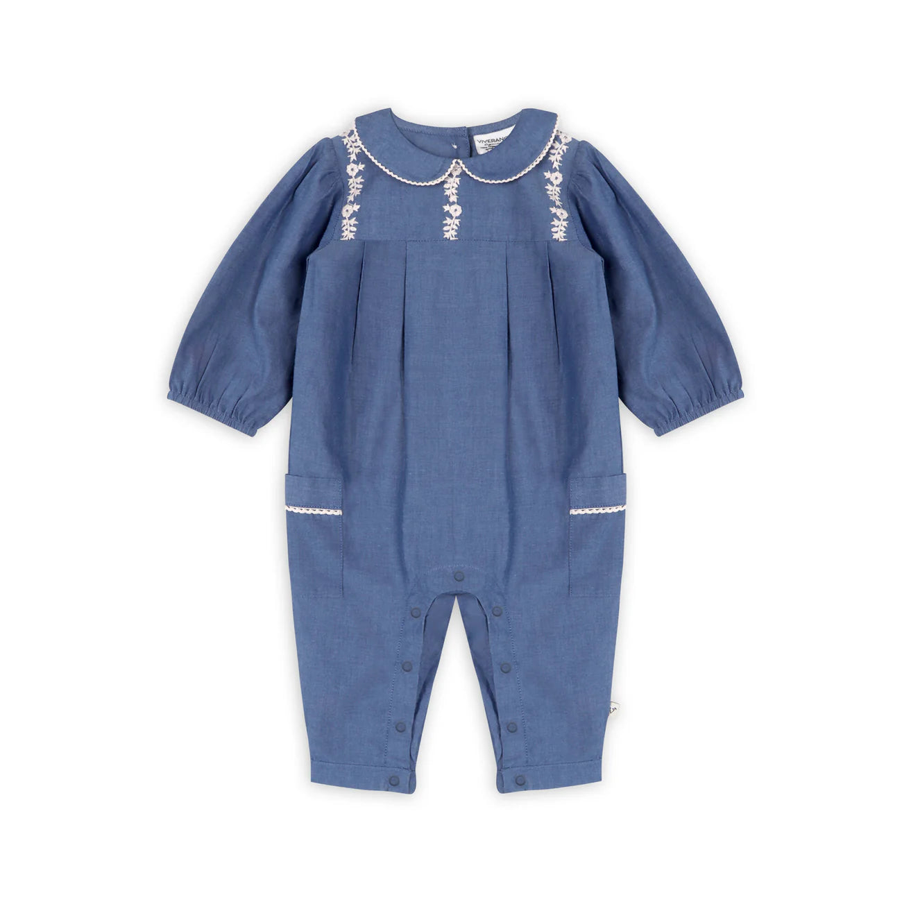 Brooklyn Soft Denim Baby Jumpsuit & Headband Set