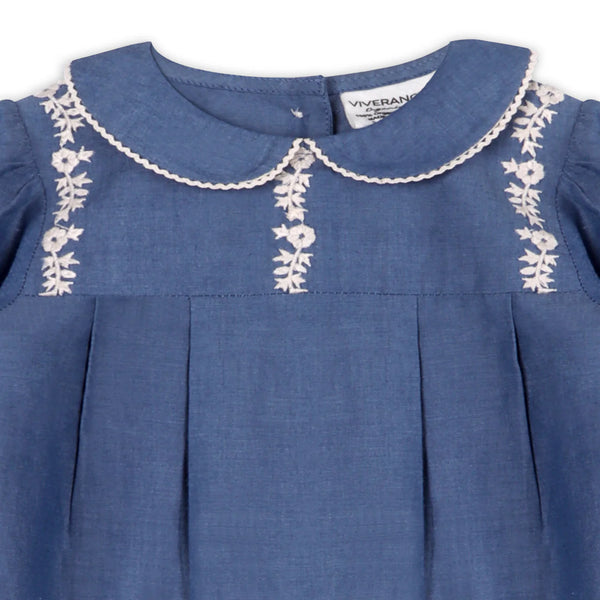 Brooklyn Soft Denim Baby Jumpsuit & Headband Set