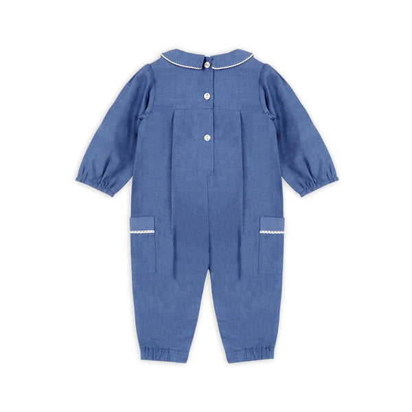 Brooklyn Soft Denim Baby Jumpsuit & Headband Set