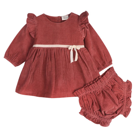Amber Velvet Baby Dress & Bloomer Set