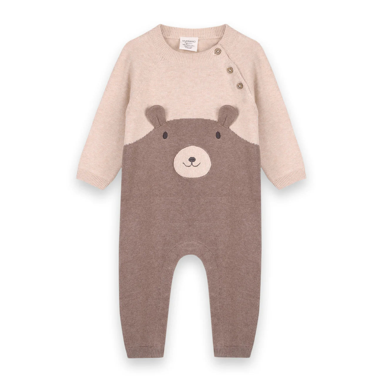 Cuddly Bear Embroidered Sweater Knit Baby Jumpsuit