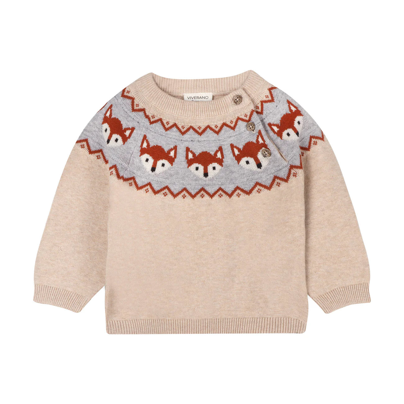 Fox Jacquard Fair Isle Sweater Knit Baby Pullover