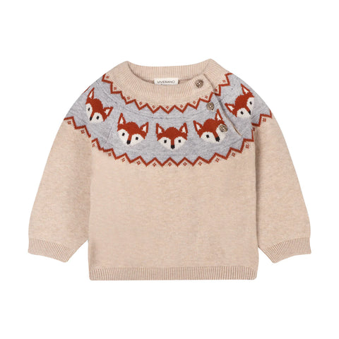 Fox Jacquard Fair Isle Sweater Knit Baby Pullover