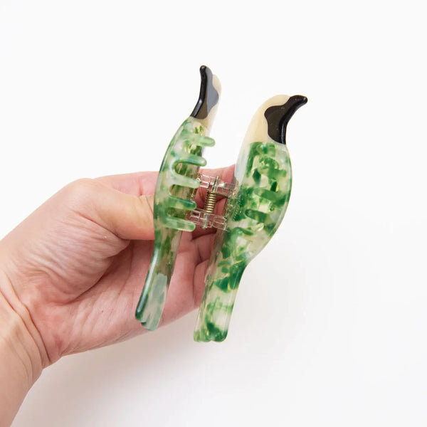 Green Bird Hair Claw Clip