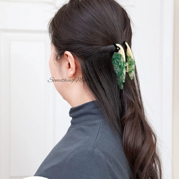 Green Bird Hair Claw Clip