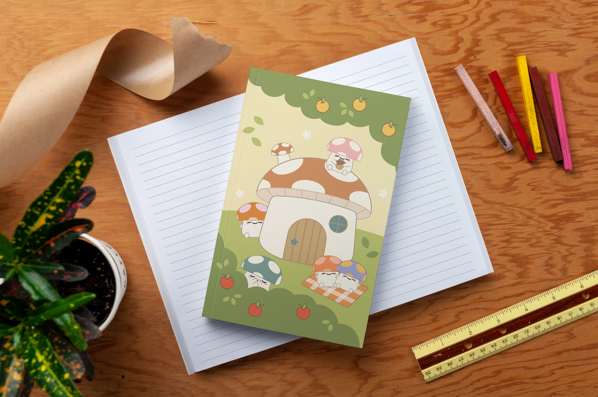 Smoko Mushroom Garden Layflat Lined Journal