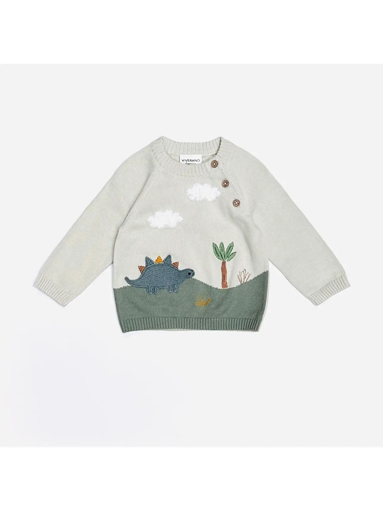 Dino Applique Button Sweater