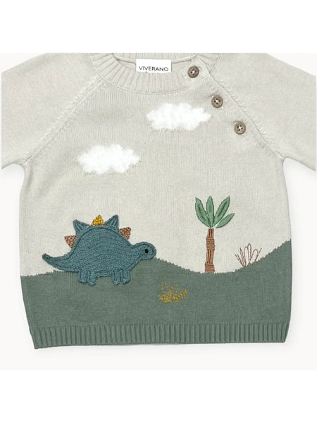 Dino Applique Button Sweater