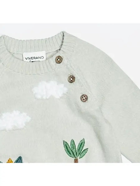 Dino Applique Button Sweater