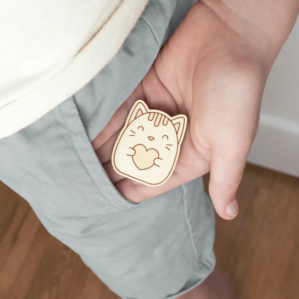 Wooden Pocket Hug. Thinking of You Token.