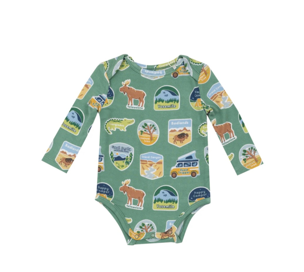 National Park Stickers Long Sleeve Onesie