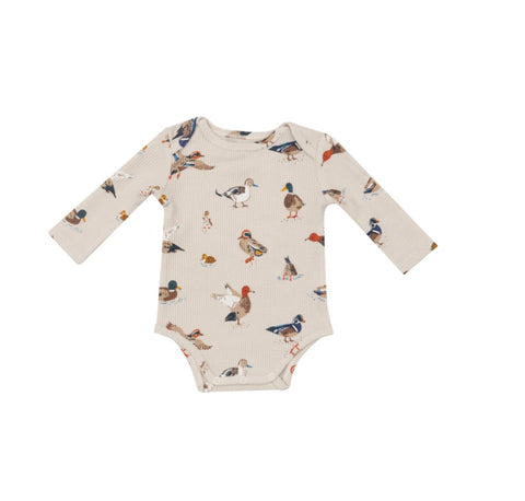 Waffle Long Sleeve Onesie - Ducks