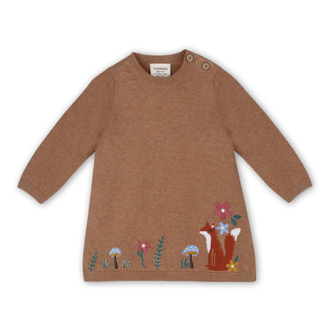 Woodland Squirrel Ruffle Baby Girl Sweater Dress